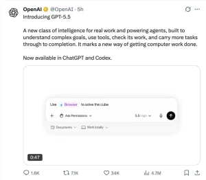 GPT-5.5携Codex王者归来：OpenAI用“执行引擎”重夺AI王座，图像驱动开发成新范式